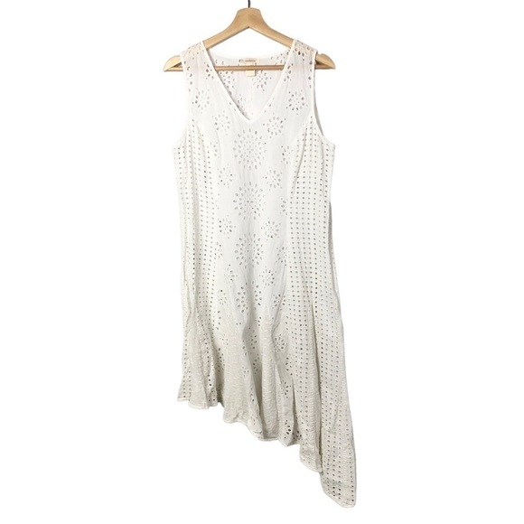Sundance Jasper Springs White Eyelet Lace Asymmetrical Hem Midi Dress 12 - Picture 2 of 5